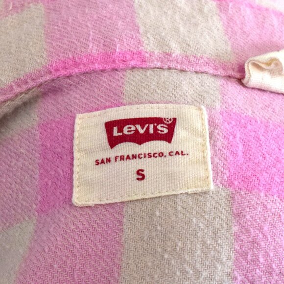 Levi's Hot Pink Davy Gingham Check Flannel Button Down - Picture 6 of 7